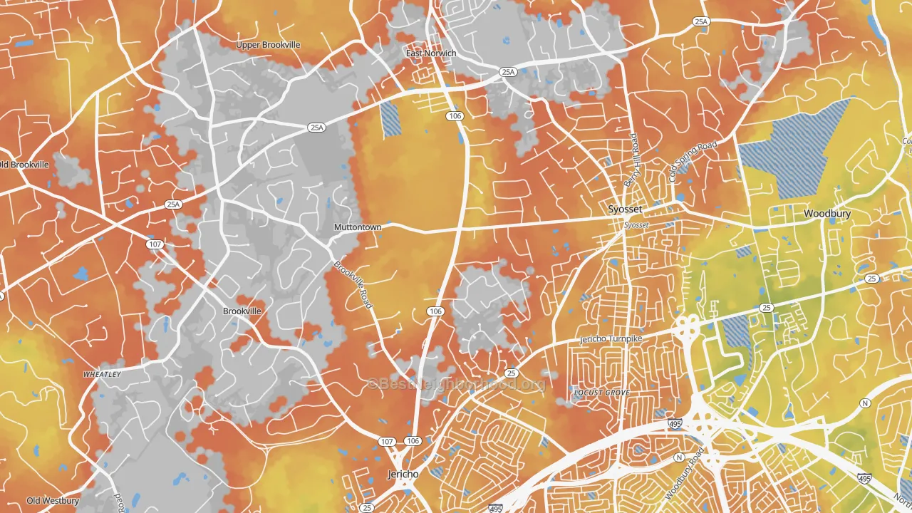 Bike Grade map of Muttontown, NY