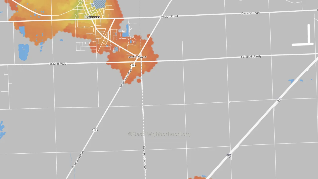 Bike Grade map of Muttonville, MI