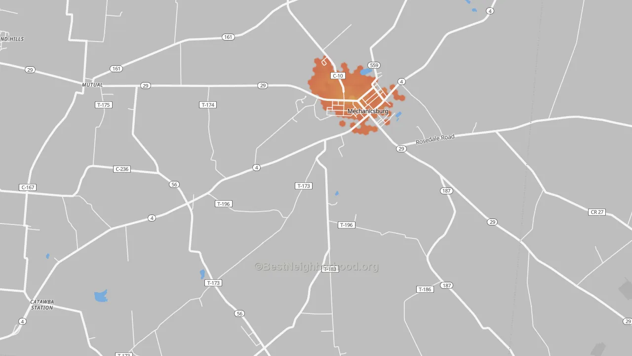 Bike Grade map of Mutual, OH