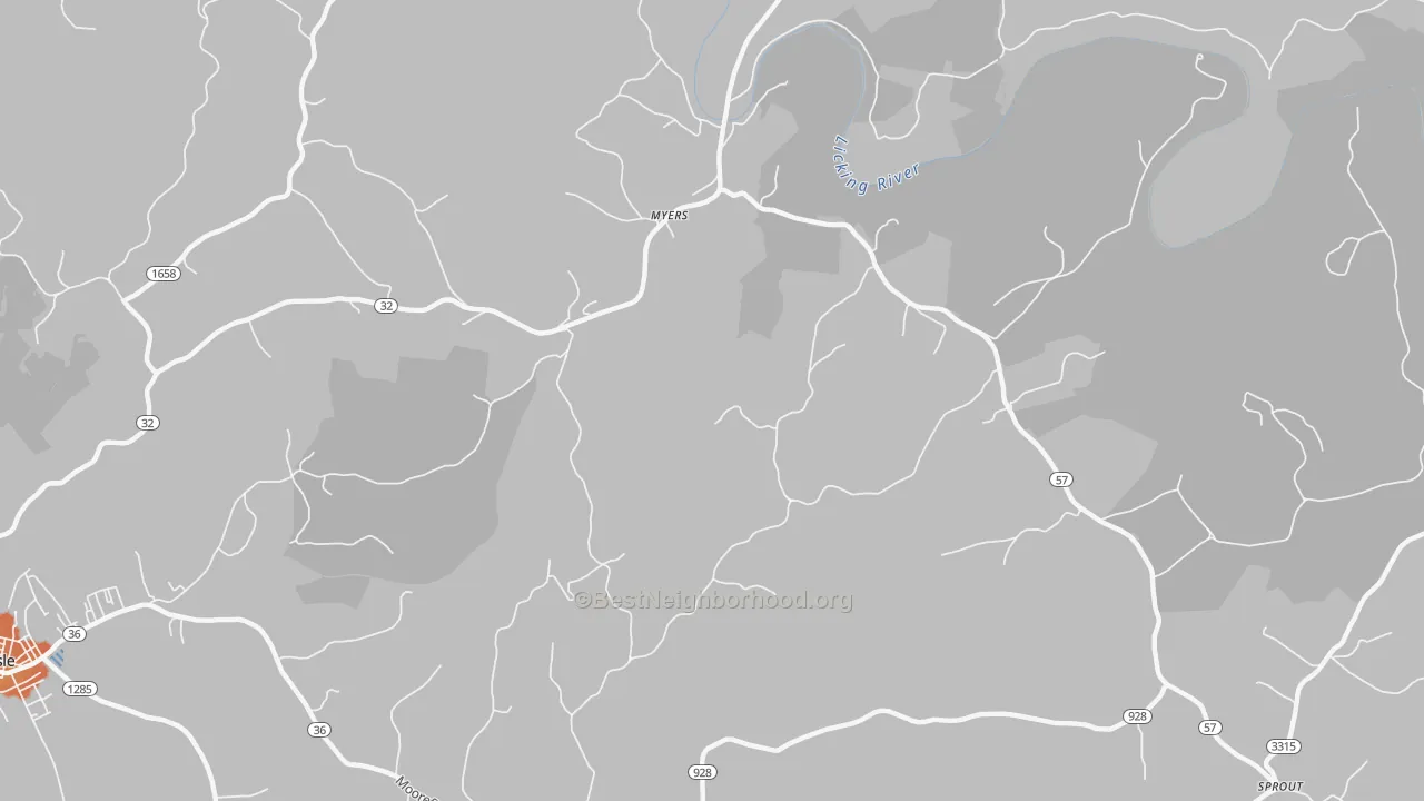Bike Grade map of Myers, KY