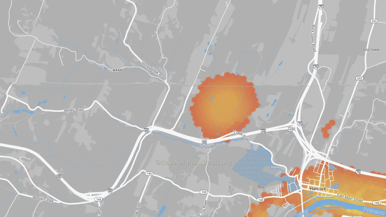 Bike Grade map of Myersdale, MD