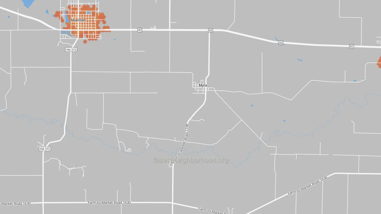 Bike Grade map of Myra, TX