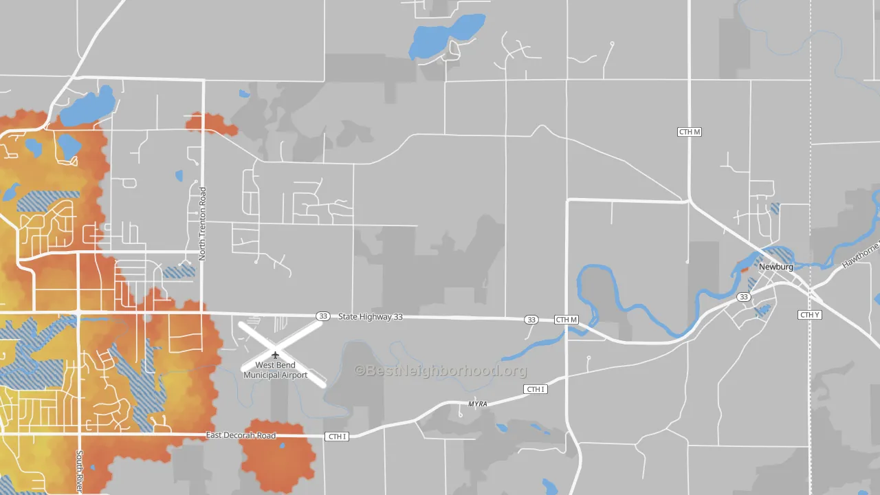 Bike Grade map of Myra, WI