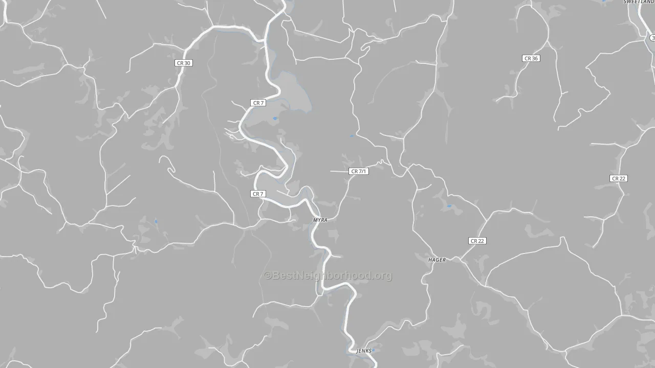 Bike Grade map of Myra, WV