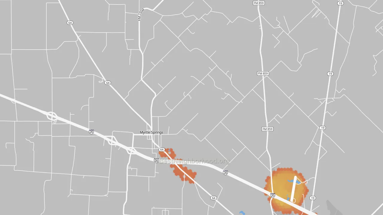 Bike Grade map of Myrtle Springs, TX