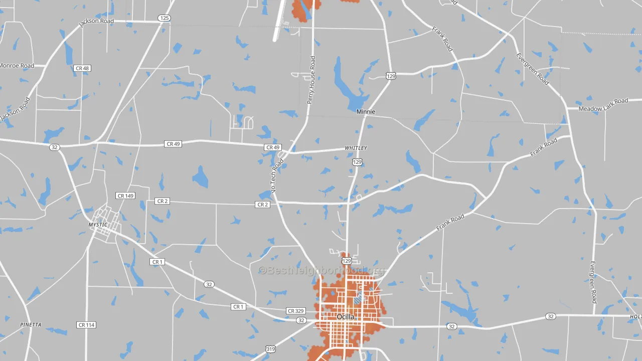 Bike Grade map of Mystic, GA