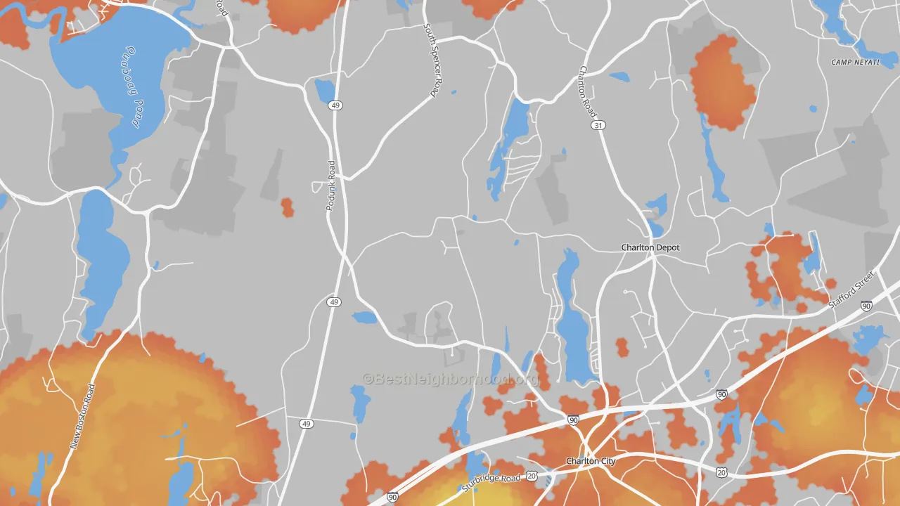 Bike Grade map of Mystic Grove, MA