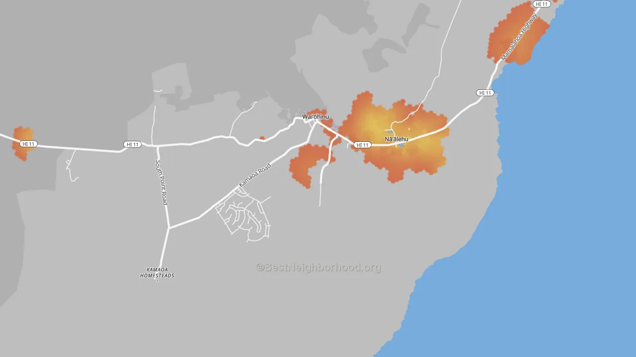 Bike Grade map of Naalehu, HI