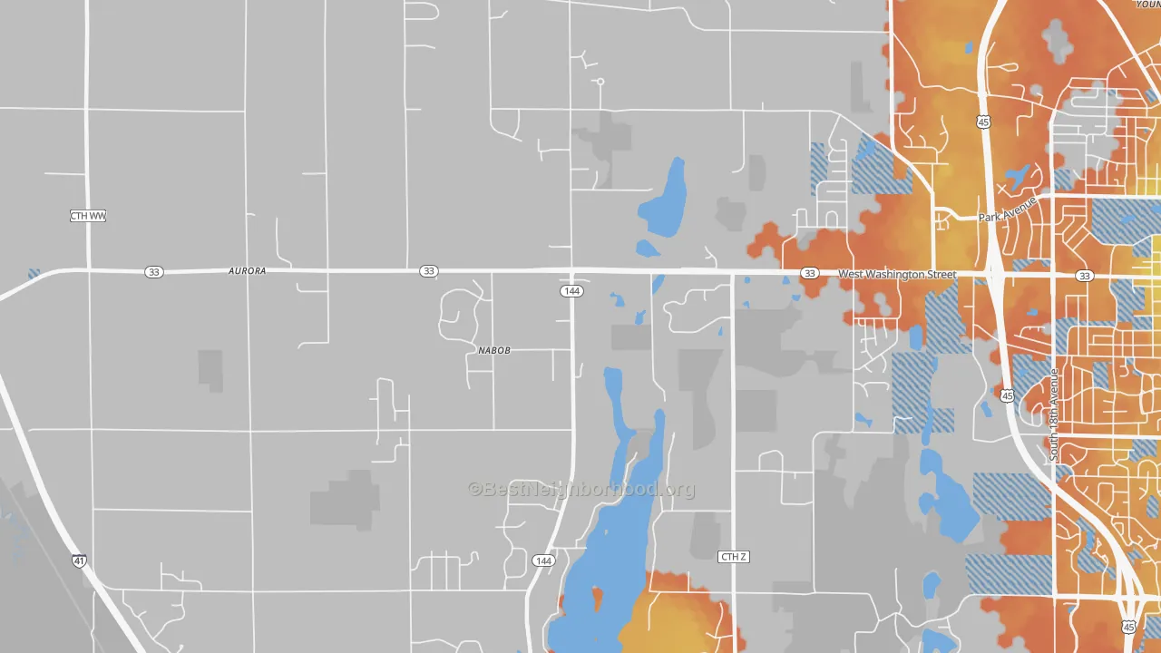 Bike Grade map of Nabob, WI
