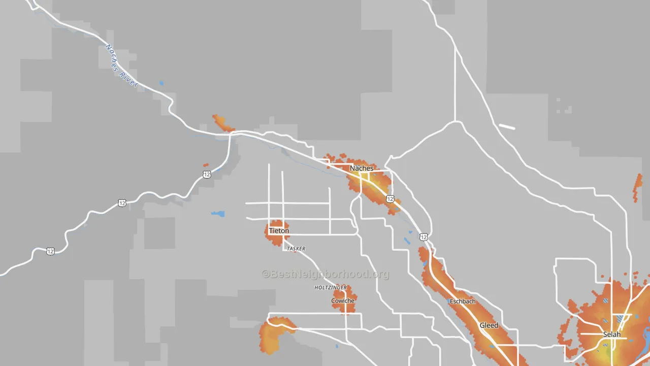 Bike Grade map of Naches, WA