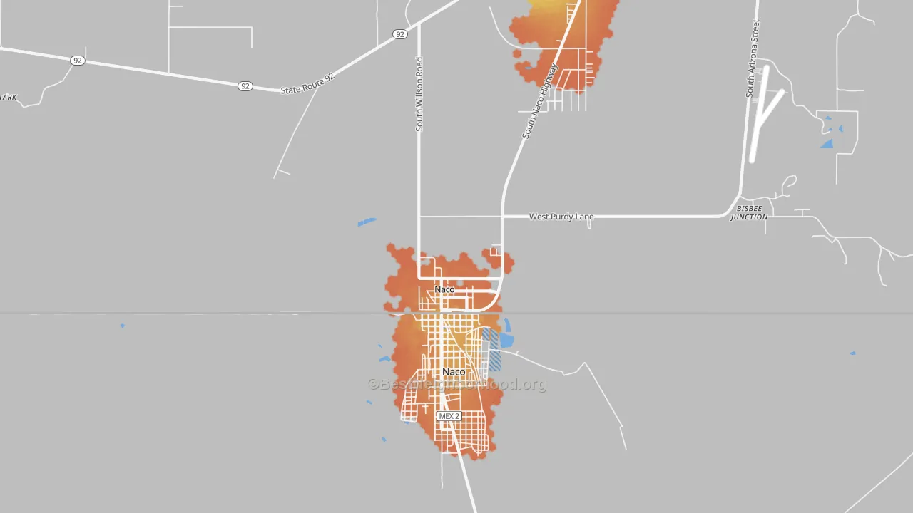 Bike Grade map of Naco, AZ