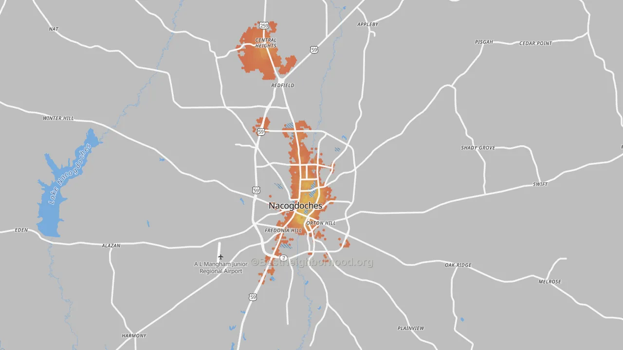 Bike Grade map of Nacogdoches County, TX