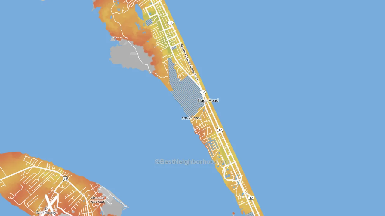 Bike Grade map of Nags Head, NC