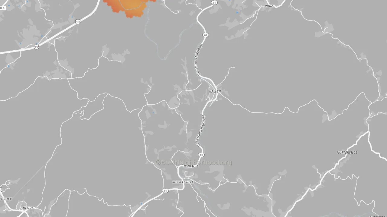 Bike Grade map of Nallen, WV