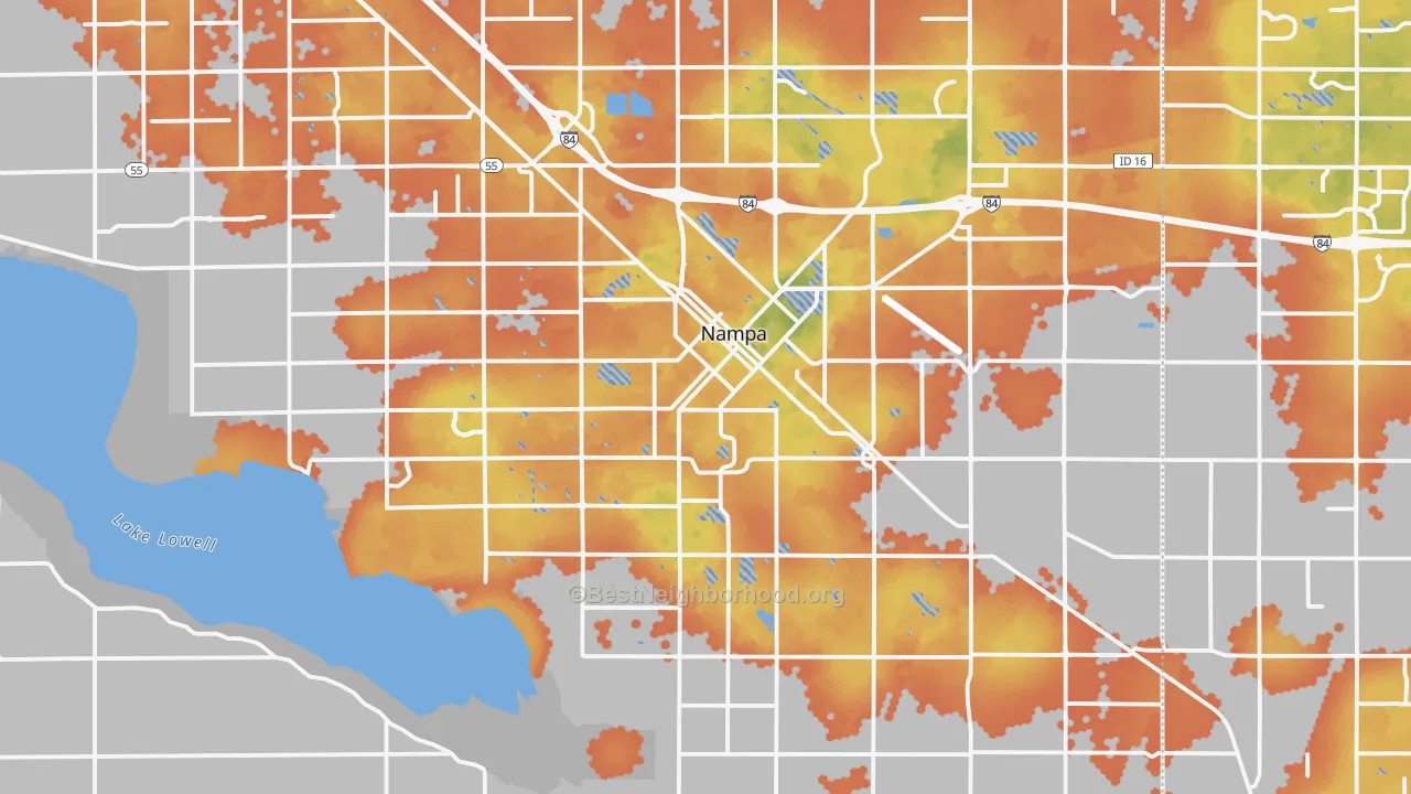 Bike Grade map of Nampa, ID