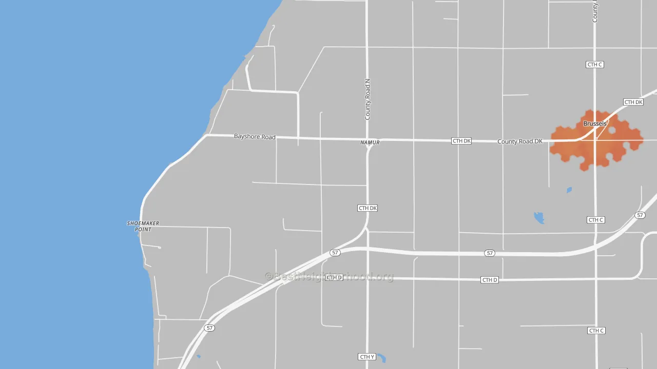 Bike Grade map of Namur, WI