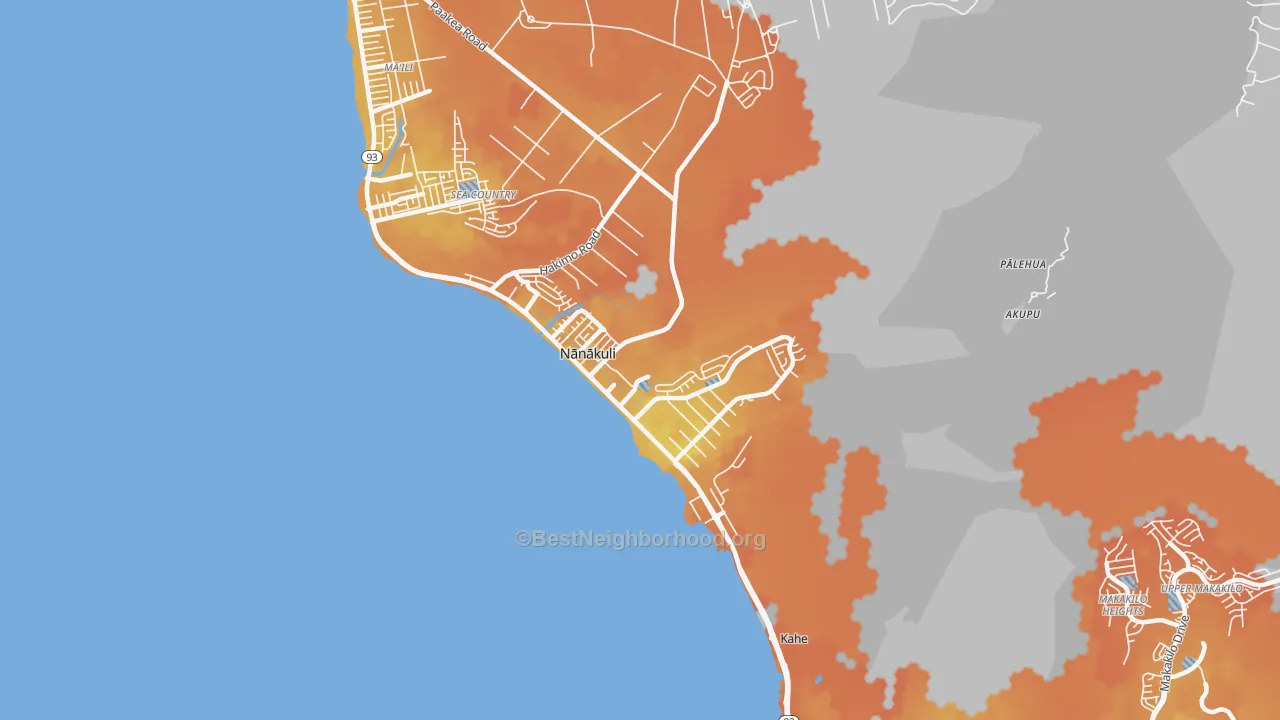 Bike Grade map of Nanakuli, HI