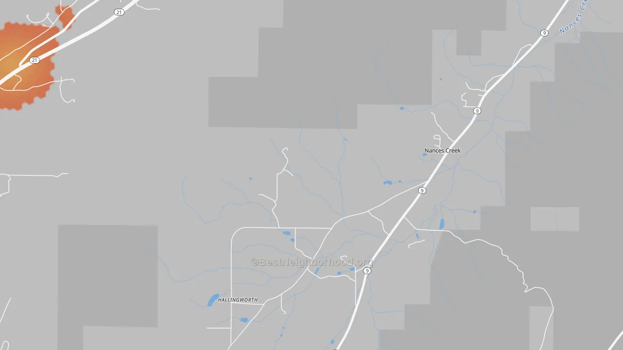 Bike Grade map of Nances Creek, AL