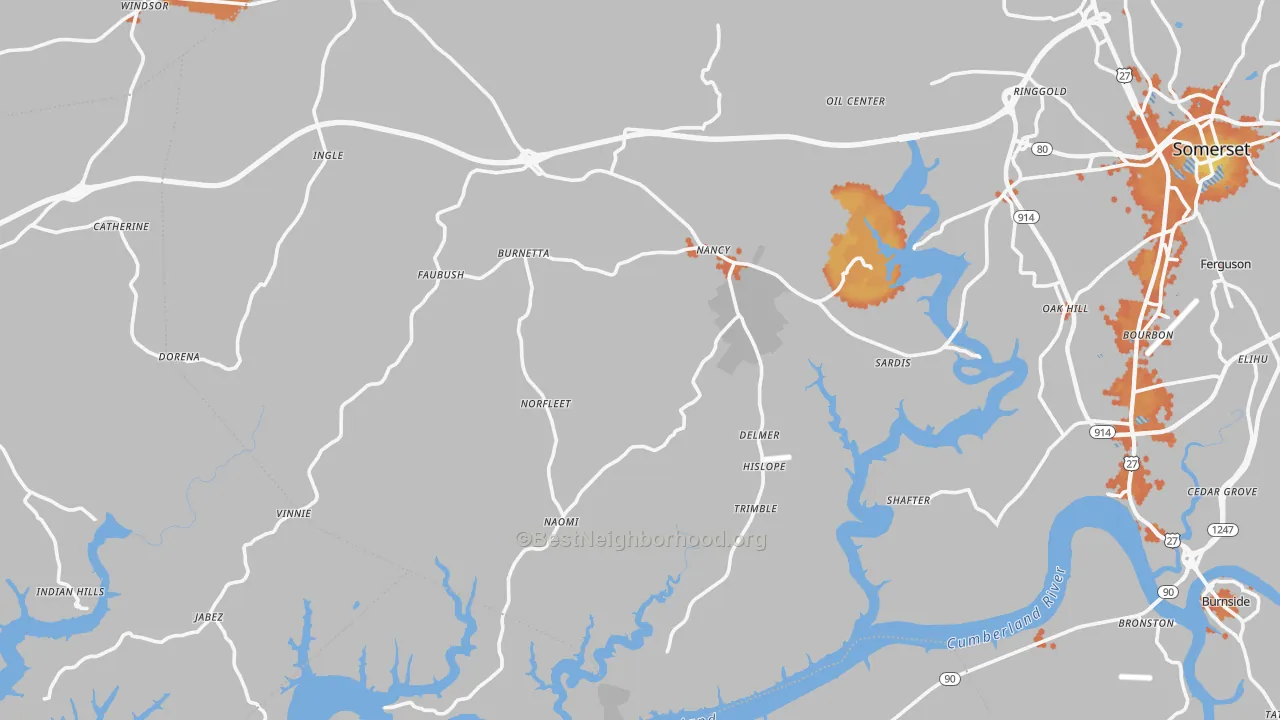 Bike Grade map of Nancy, KY