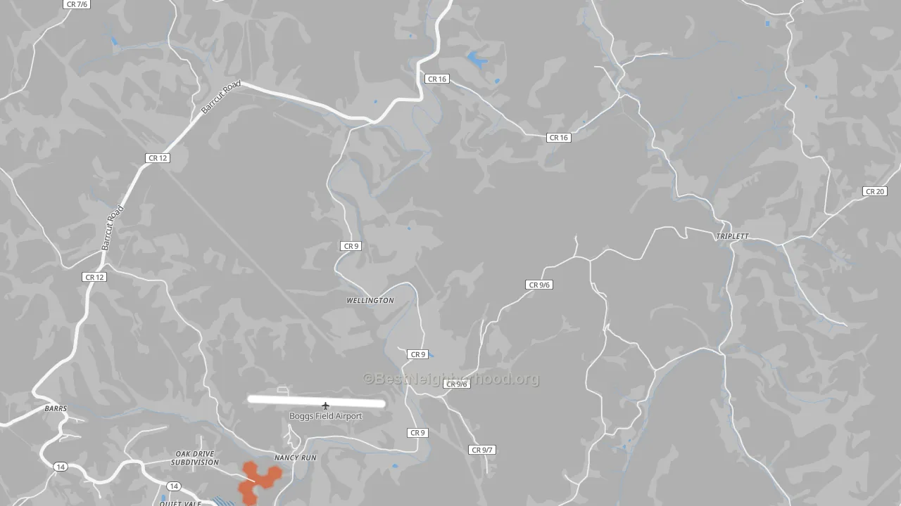 Bike Grade map of Nancy Run, WV