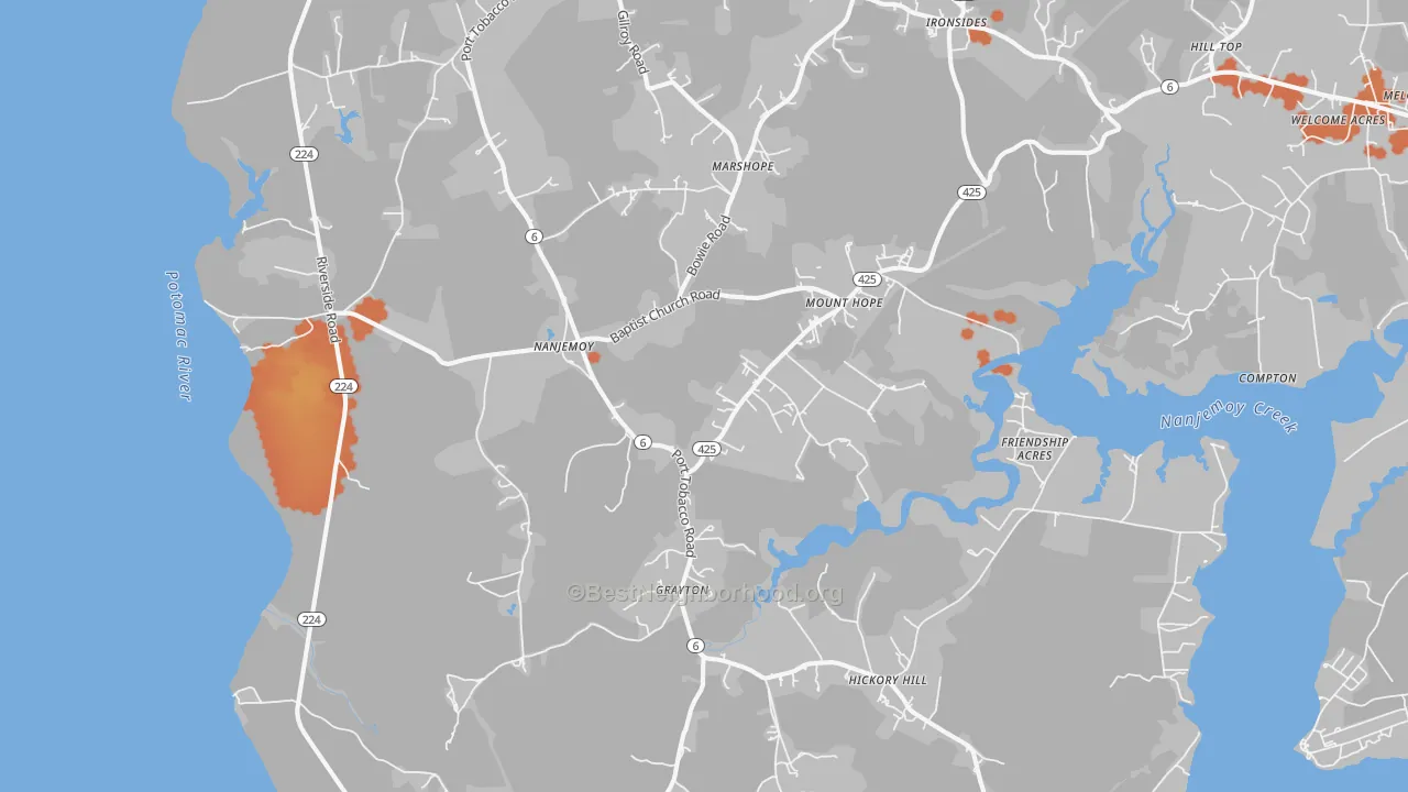 Bike Grade map of Nanjemoy, MD