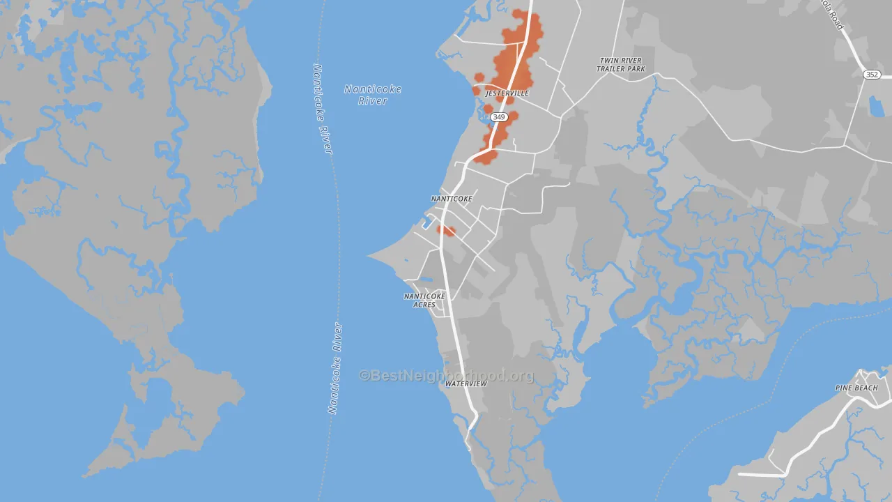 Bike Grade map of Nanticoke, MD