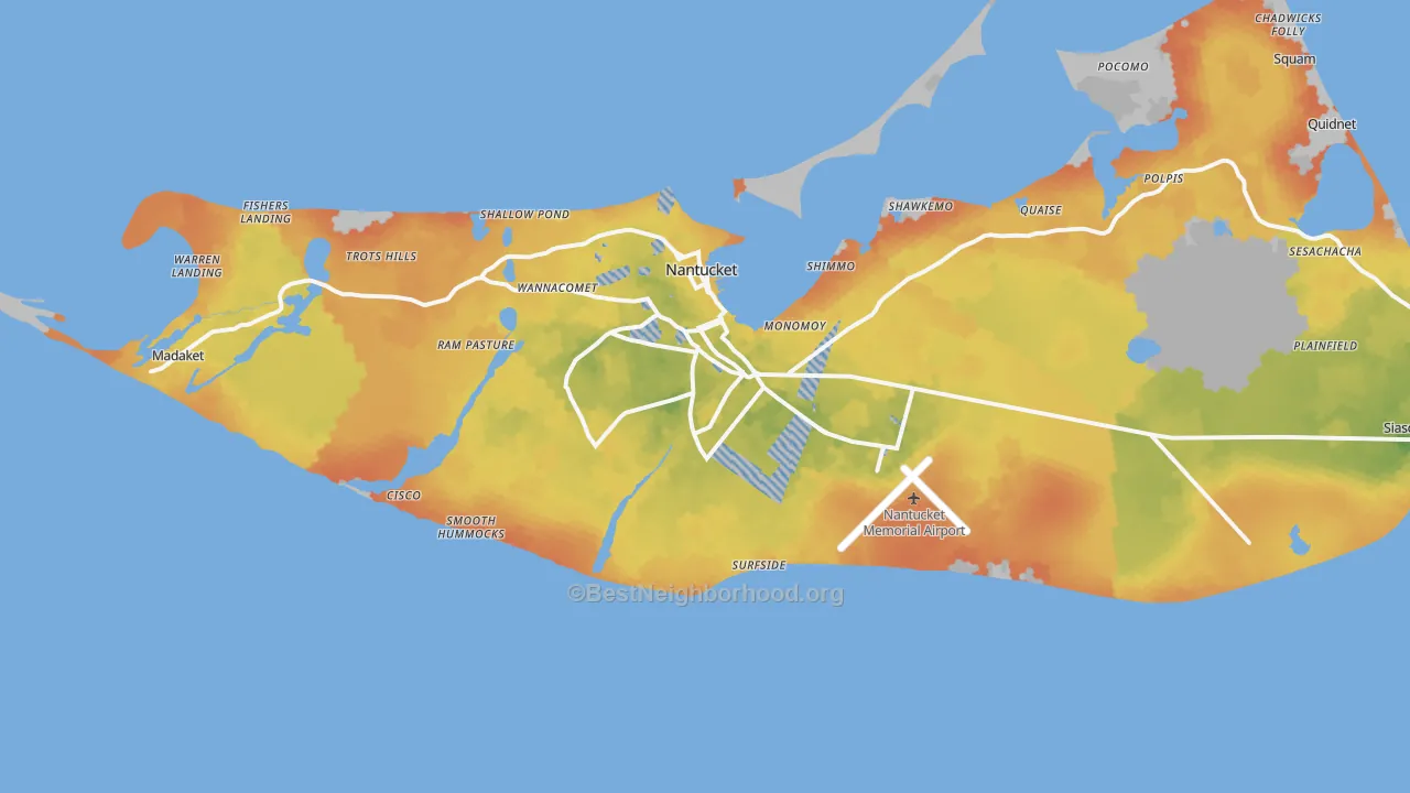 Bike Grade map of Nantucket, MA