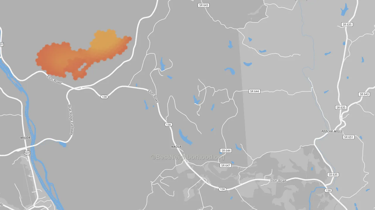 Bike Grade map of Naola, VA