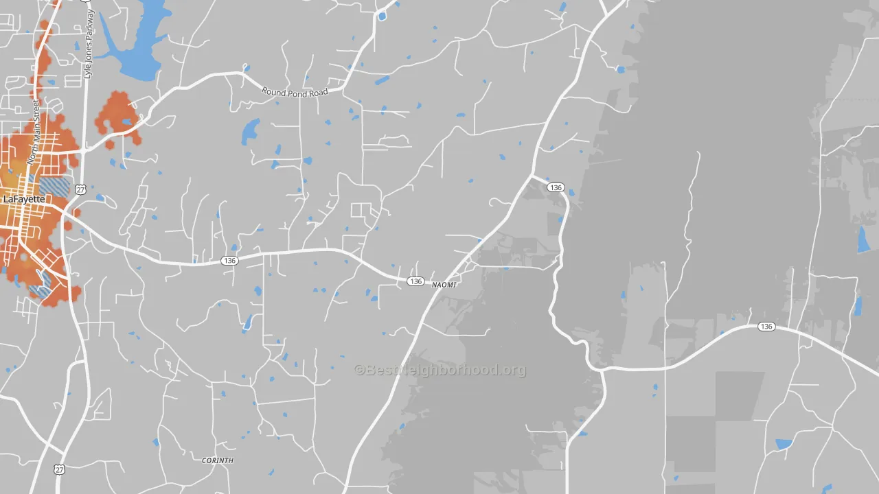 Bike Grade map of Naomi, GA