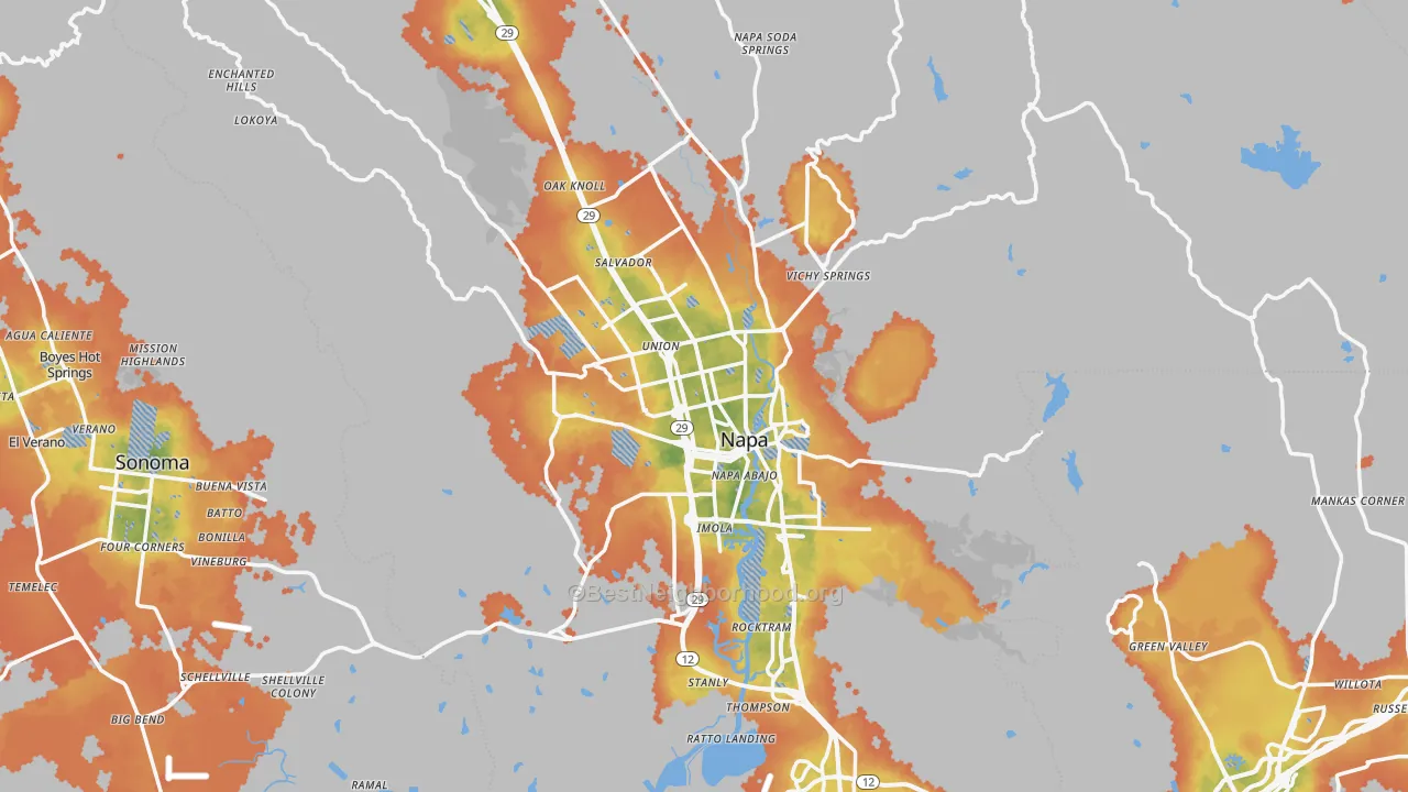 Bike Grade map of Napa, CA