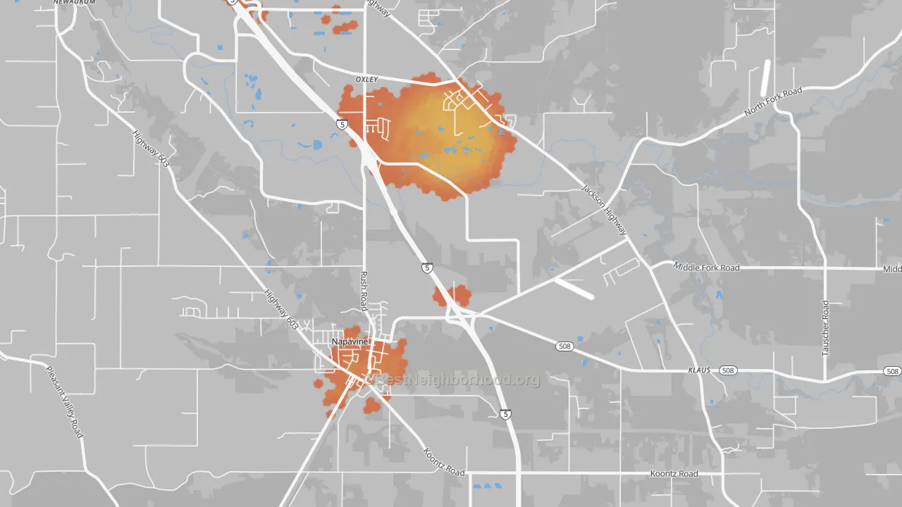 Bike Grade map of Napavine, WA