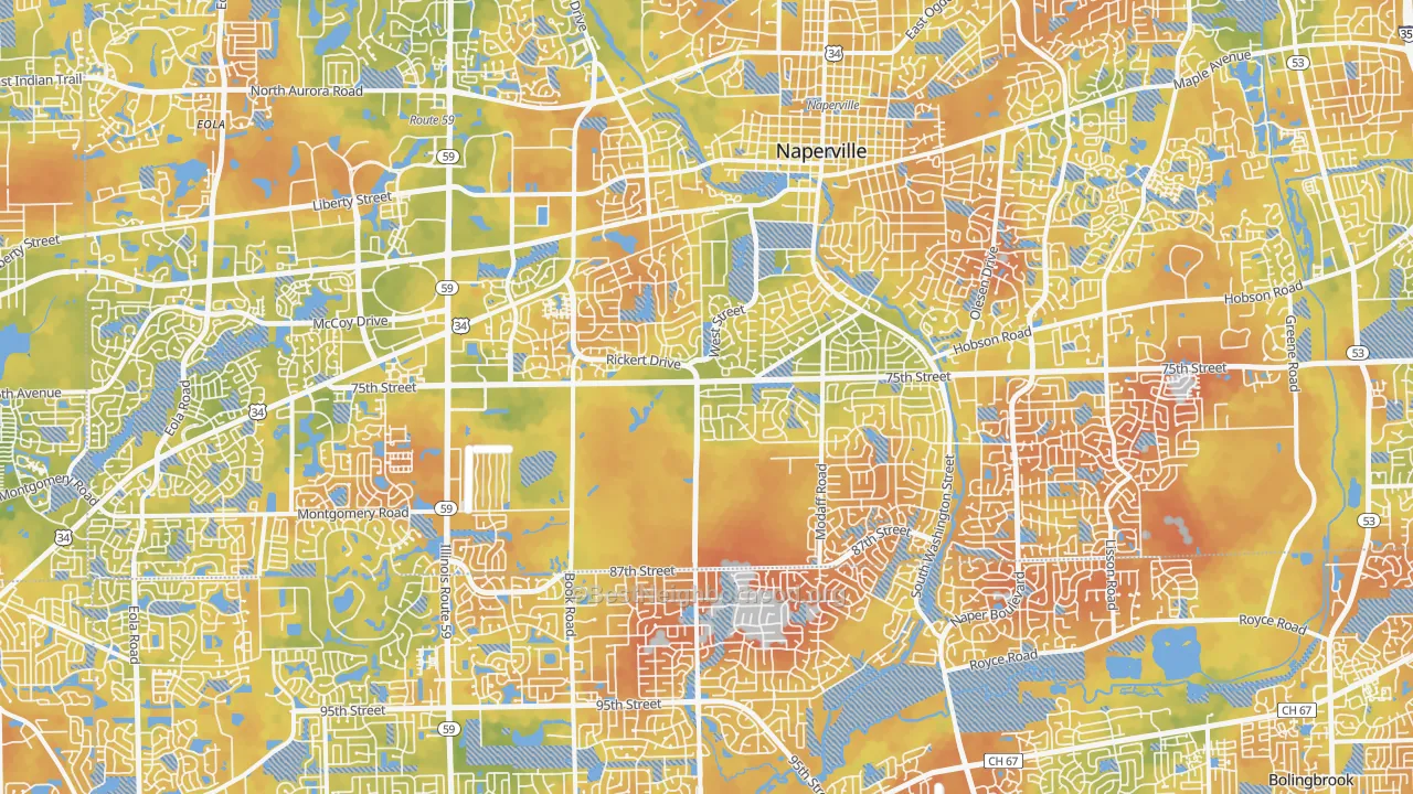 Bike Grade map of Naperville, IL