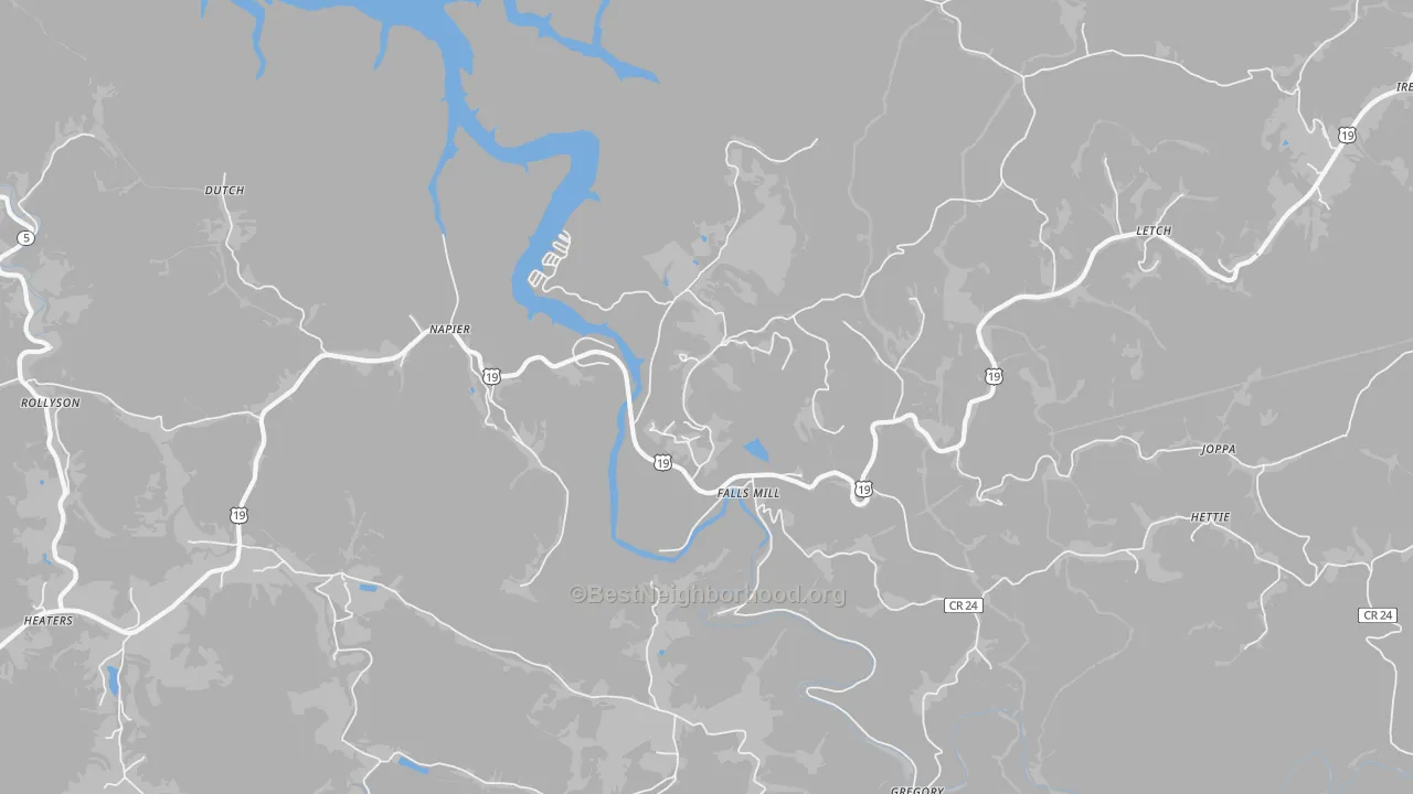 Bike Grade map of Napier, WV