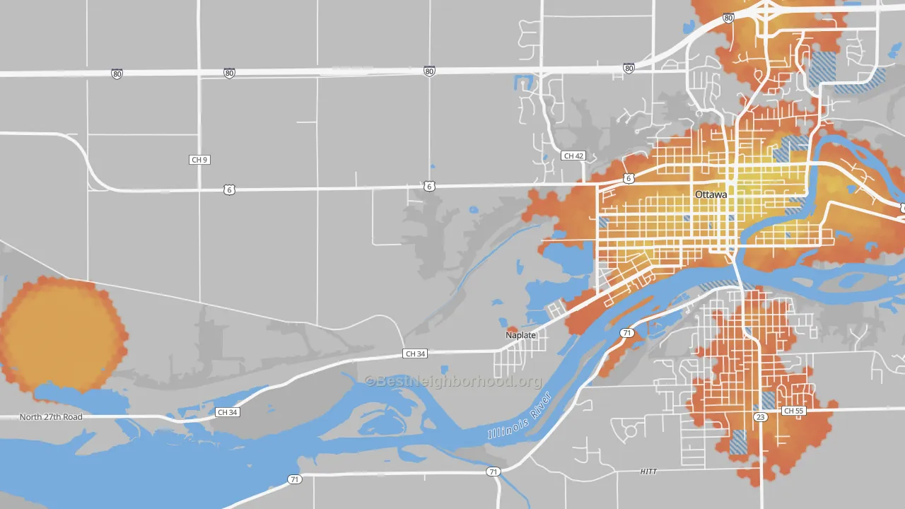 Bike Grade map of Naplate, IL