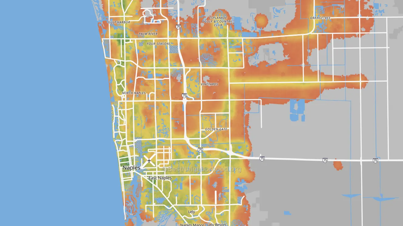 Bike Grade map of Naples, FL