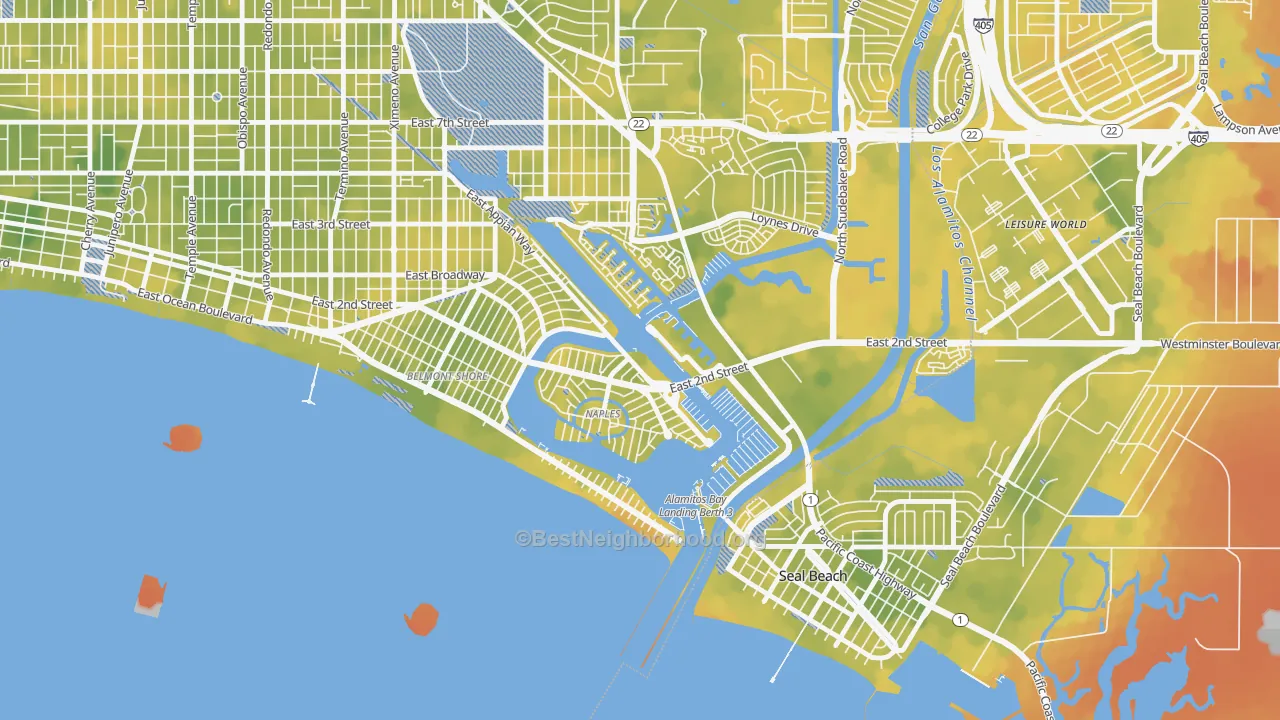 Bike Grade map of Naples-Marina Area, Long Beach, CA