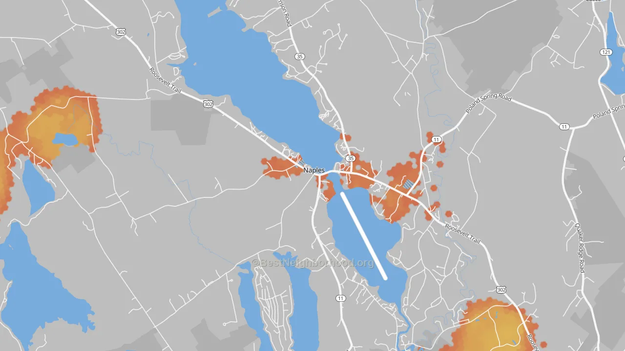 Bike Grade map of Naples, ME