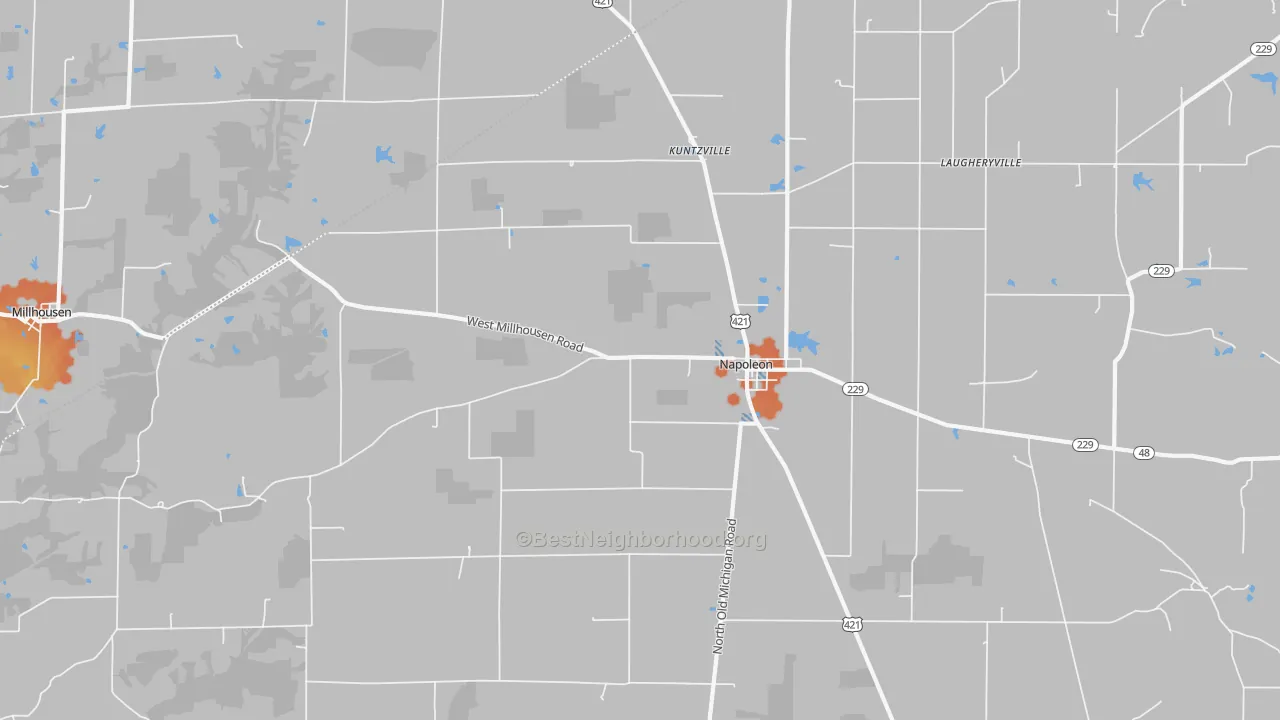 Bike Grade map of Napoleon, IN
