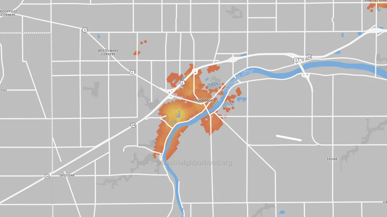 Bike Grade map of Napoleon, OH