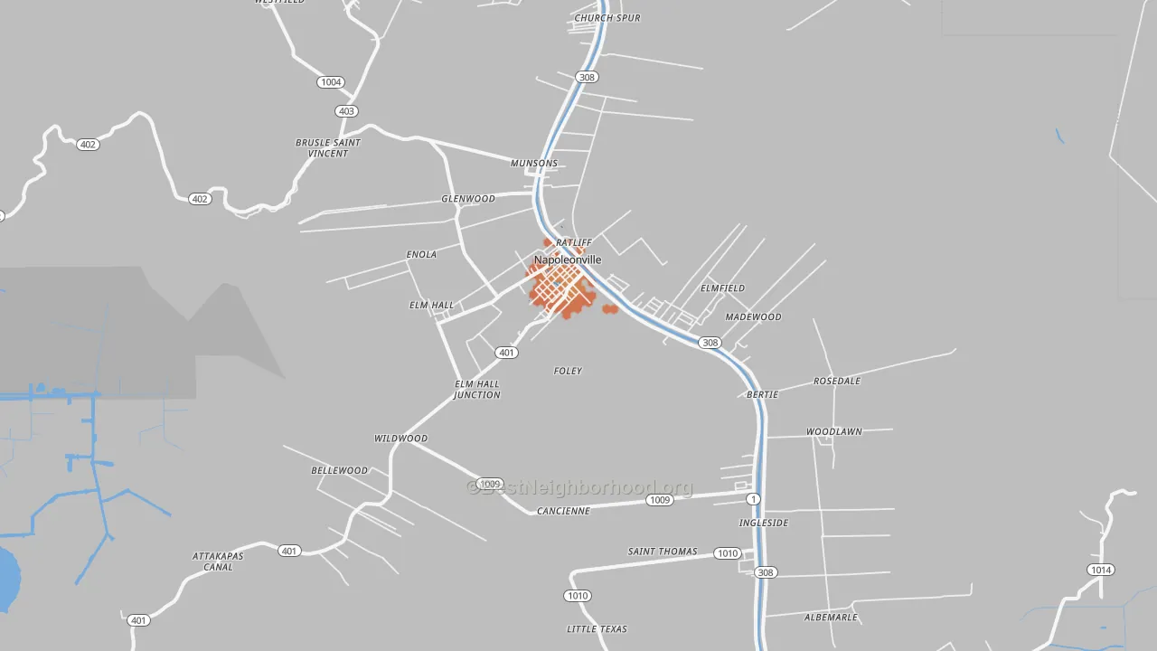 Bike Grade map of Napoleonville, LA