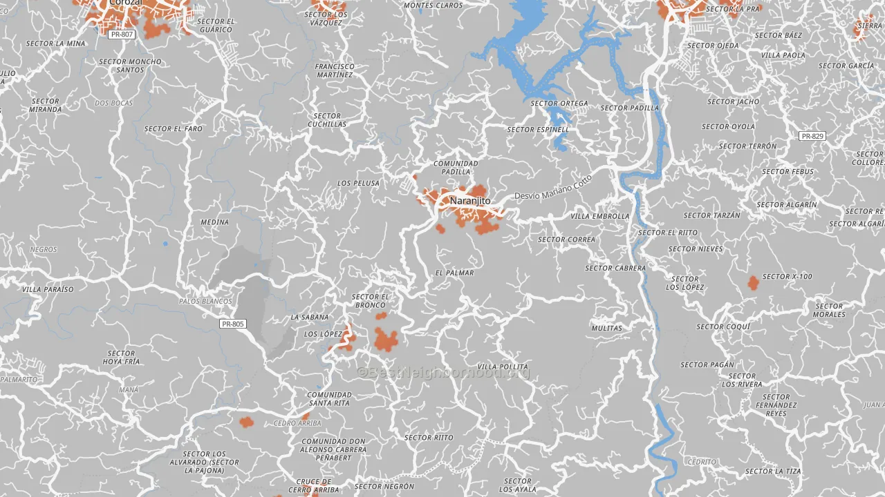 Bike Grade map of Naranjito Municipio, PR