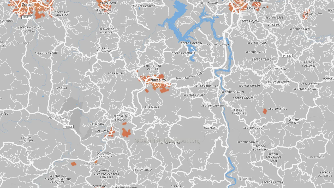 Bike Grade map of Naranjito, PR