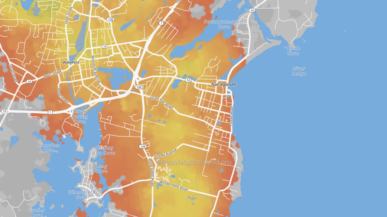 Bike Grade map of Narragansett Pier, RI