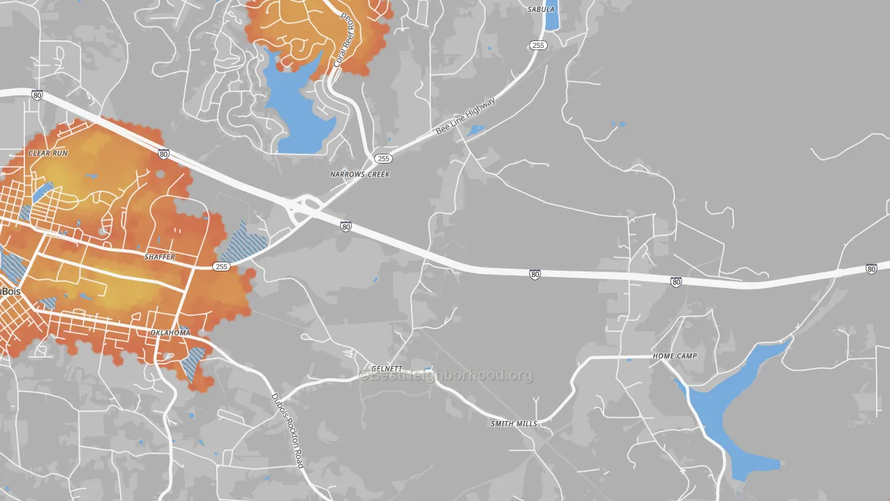 Bike Grade map of Narrows Creek, PA