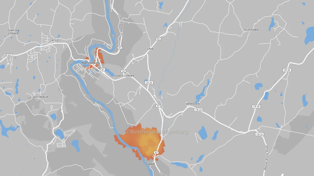 Bike Grade map of Narrowsburg, NY