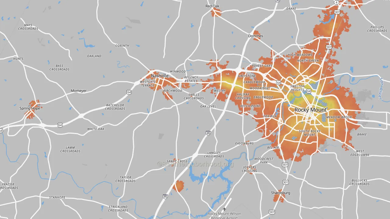 Bike Grade map of Nash County, NC