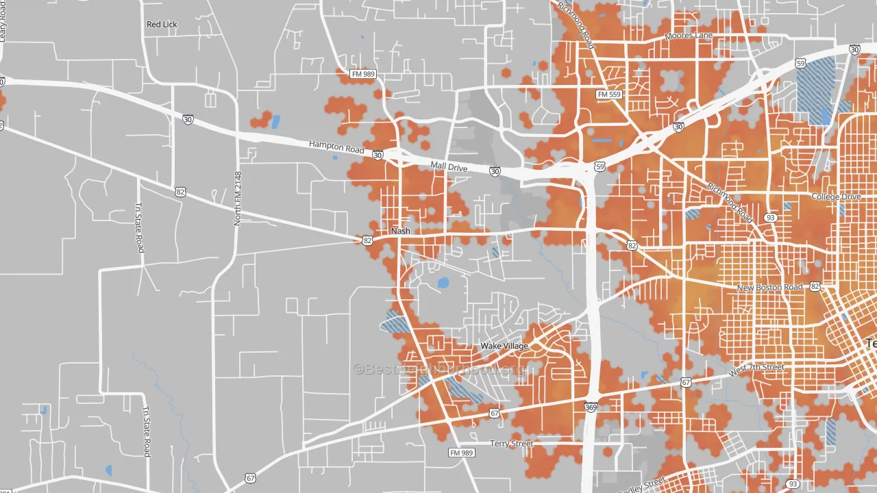 Bike Grade map of Nash, TX