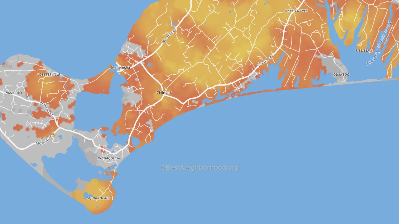 Bike Grade map of Nashaquitsa, MA
