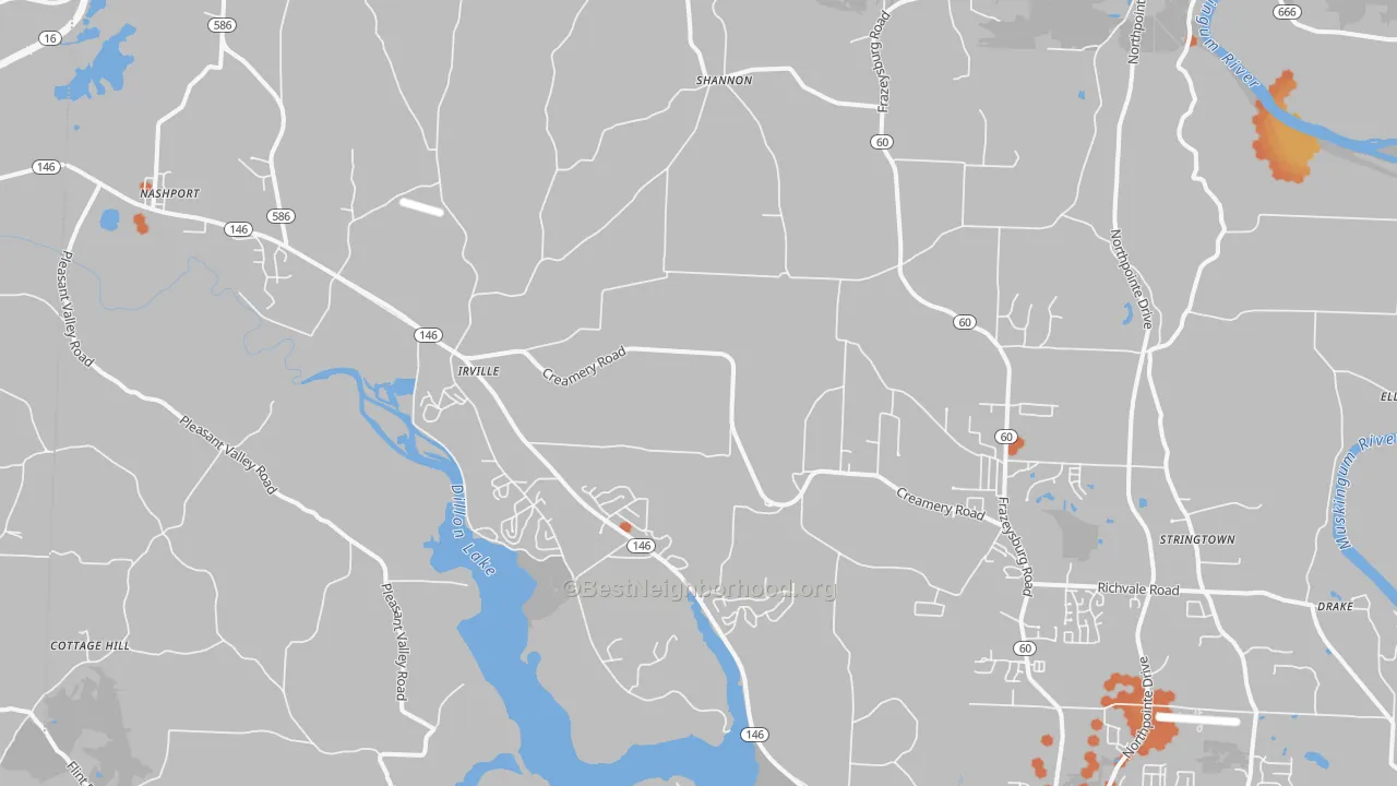 Bike Grade map of Nashport, OH