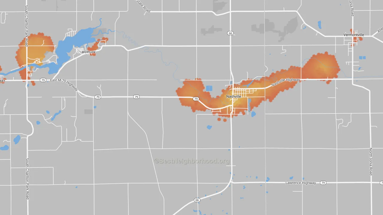 Bike Grade map of Nashville, MI